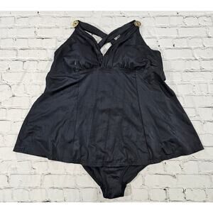 Jaclyn Smith Swimsuit Bathing Suit One Piece Black Gold WOMENS SIZE 20W